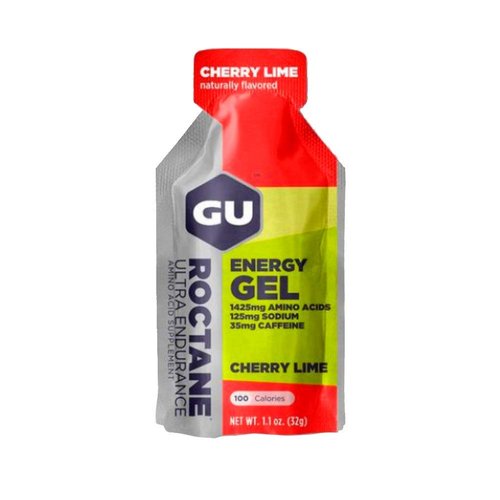 GU Energy Roctane Ultra Endurance Energy Gel, Vegan, Gluten-Free, Kosher, and Dairy-Free On-The-Go Sports Nutrition for Running, Biking, Hiking or Skiing, 24-Count, Cherry Lime
