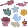 LAT 8Pcs Silicone Beach Toys-Summer Kids Beach Set with Silicone Bucket, Shovel, 6 Sand Molds | Outdoor Playset for Toddlers, Kids(Pink)