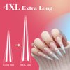 Lionvison 4XL Stiletto Nail Tips for Acrylic Nails Professional, 300PCS Clear Nail Tips Half Cover Extra Long Nail Tips French Artificial False Nails for Nail Salon Home DIY, 12 Sizes Fake Nail Tips