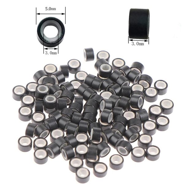 1000 Silicone Micro Link Rings 5mm Lined Beads Deadlocks for Hair Extensions Tool (1000Pcs(Pack of 1) (1000Pcs, Black)