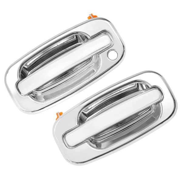 Exterior Door Handle Set, All Chrome, Compatible with 1999-2007 Chevy Silverado Suburban Tahoe Avalanche, GMC Sierra Yukon, Cadillac Escalade, Front Left Driver & Right Passenger | 15034985, 15182406