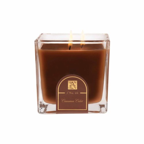 Aromatique Cinnamon Cider Medium Glass Cube Candle 12oz - Decorative Home Fragrance Aromatherapy Long Lasting Room Air Freshener Deodorizer Perfect Fall Decoration Luxury Glass Candle Gift