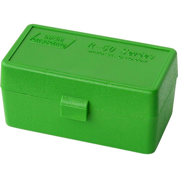 MTM 50 Round Flip-Top Rifle Ammo Box 22 Hornet, .30 Carbine, .218 BEE (Green)