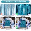 Crosize 3 Pack 3.3 x 9.9 ft Blue Foil Fringe Backdrop Curtain, Streamer Backdrop Curtains, Streamers Birthday Party Decorations, Tinsel Curtain for Parties, Galentines Decor