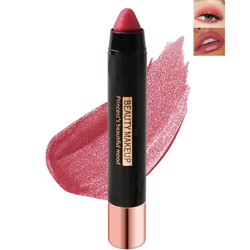 Metallic Diamond Glitter Matte Lipstick Crayon Pencil, Long Lasting Non-Stick Red Shiny Creamy Lip Gloss Lip Liner Pen, Sparkling High Pigment Waterproof Eyeshadow, Shimmer Lip Blam Stain Makeup – 01#