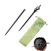 ArrErr 2 Pack Hair Sticks Sandalwood Hairpin Natural Wood Ebony Black Handmade Streight Hair Styling Clip Shawl Pins for Women with Gift Pouch