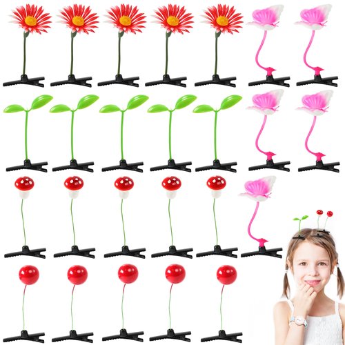 25PCS Bean Sprout Hair Clips Mixed Style Plant Hairpins Cute Little Grass Sprout Clips Funny Plant Hairpins Headwear Hair Accessories for Women Girl Home Party DIY Travel