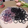 Aimeely Girls Women Multi Color 100 Count Hair Elastic ties Colorful Non-slip 3CM Comfort Daily School Hair Bands Black