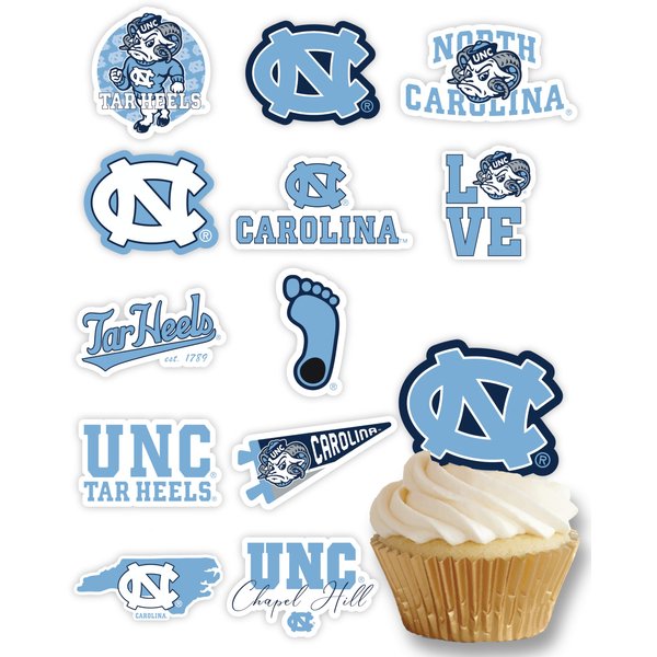 North Carolina Tar Heels Cupcake Toppers (24 Pcs) University of North Carolina Party Supplies for Football, Birthday Gift, UNC Graduation Party Decorations (UNC Tar Heels)