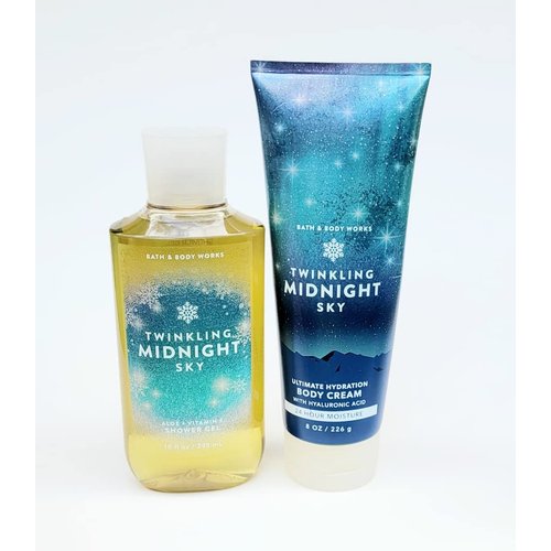 Bath and Body Works Twinkling Midnight Sky Body Cream Shower Gel Set