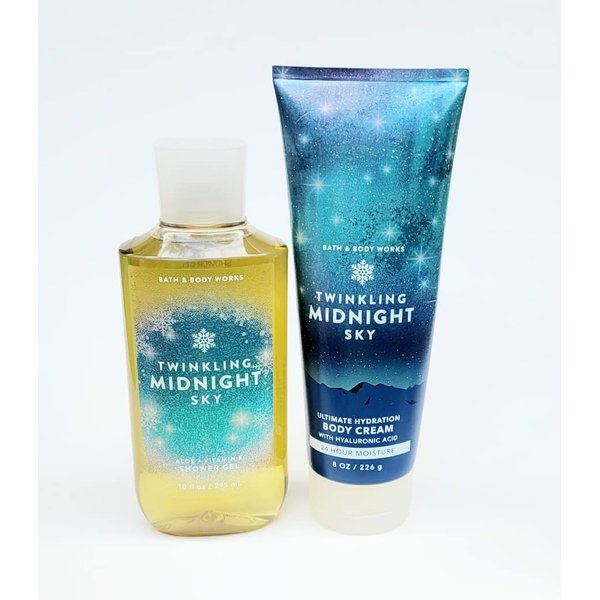 Bath and Body Works Twinkling Midnight Sky Body Cream Shower Gel Set