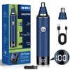 Ginity Ear & Nose Hair Trimmer with LED Display for Men Women,Painless USB Rechargeable Eyebrow & Facial & Nose Hair Trimmer Clipper,Professional IPX7 Waterproof Dual Edge Blades (Cyan)