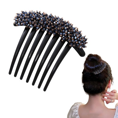 French Twist Comb, Multiple Colors Rhinestone Pearl Hair Comb Clips, Crystal Hair Accessories for Women and Girls, Hair Accessories for Women(1PCS-3-Rhinestone)